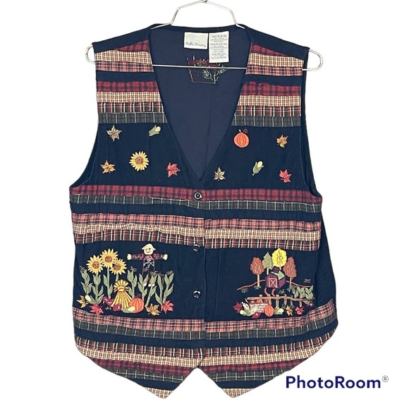 Vintage Bobbie Brooks Fall Farm Casual Vest Size Medium - Picture 1 of 5